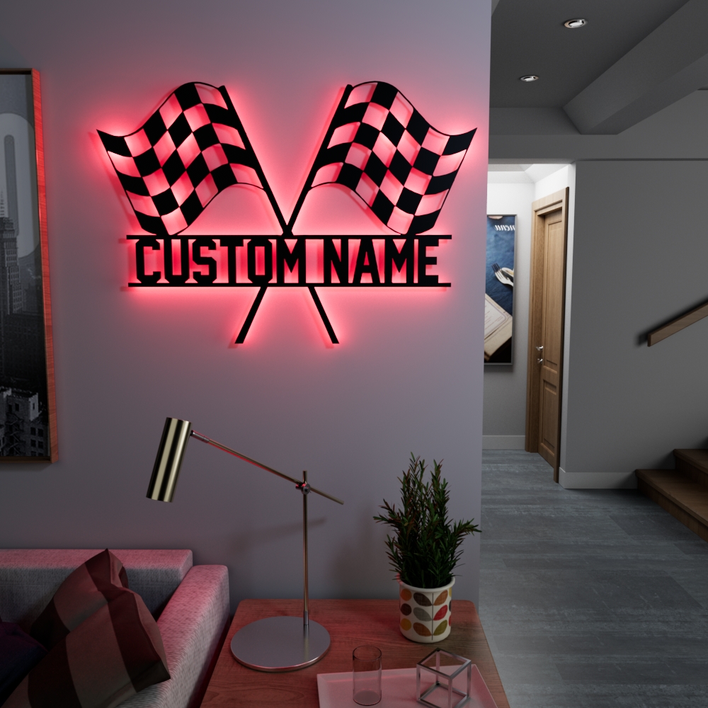 Custom Racing Flag Metal Sign